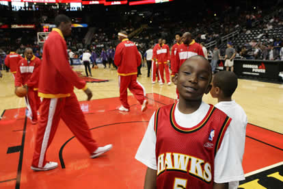 JAJF young boy at Atlanta Hawks basketball game 