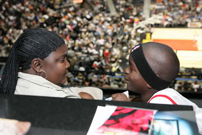 JAJF family at Atlanta Hawks basketball game treating the families not the cancer 