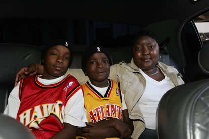 JAJF family at Atlanta Hawks basketball game taking a late stage cancer timeout 