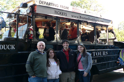 Jack and Jill Foundation family next to a Duck Boat Tour bus 