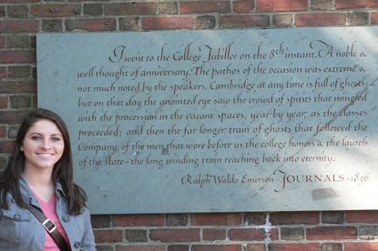 JAJF young woman in front of Ralph Waldo Emerson quote 