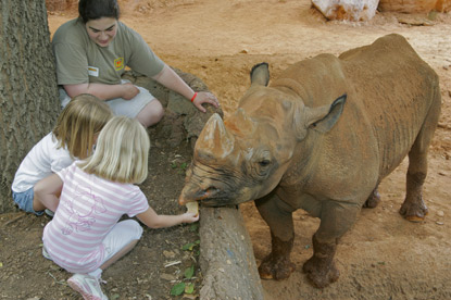 JAJF young girls feed rhino creating inheritable memories 