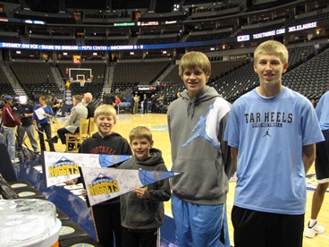 JAJF family at UNC Tarheel basketball game 