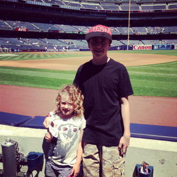 JAJF brother and sister at baseball field taking a late stage cancer timeout 