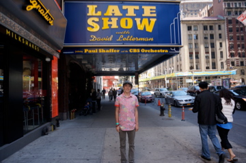 Jack and Jill Foundation young man at Late Show with David Letterman sign 