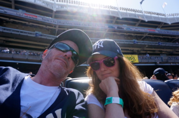 Jack and Jill Foundation couple at baseball game taking a late stage cancer timeout 