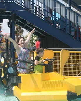 JAJF mom and son on water ride taking a late stage cancer timeout 