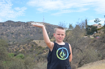 Jack and Jill Foundation young boy at Hollywood California sign 