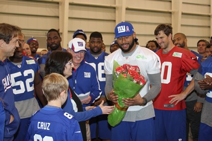 Jack and Jill Foundation family meeting the NY Giants 