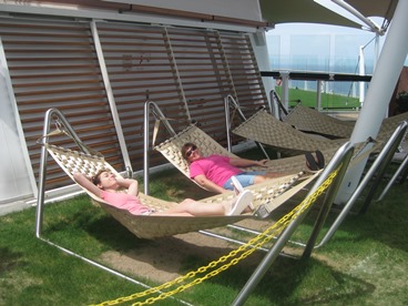 family relaxing in hammocks on JAJF cruise 