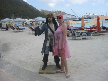 Jack and Jill Foundation woman posing with Pirates of the Caribbean statue 
