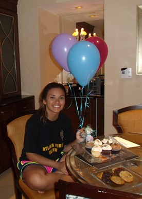 JAJF girl with balloons and cupcakes taking a break from late stage cancer 