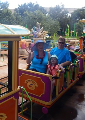 family on train ride during Jack and Jill Foundation trip 