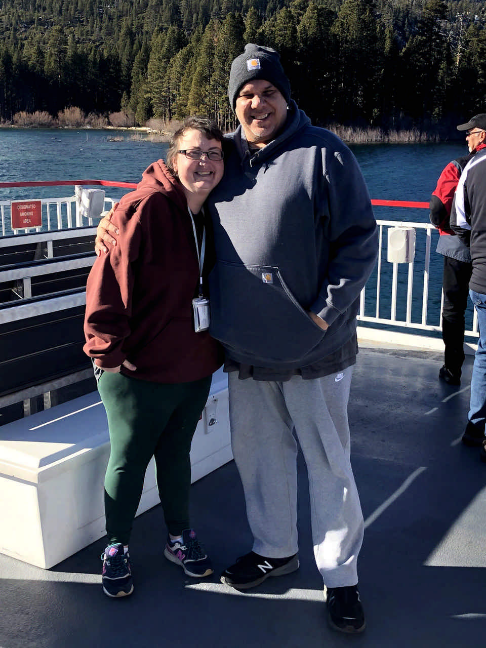 couple on a ferry enjoying a JAJF late stage cancer timeout 