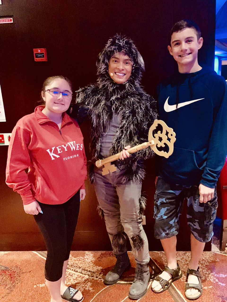 man holding a key dressed as a wolf during a JAJF WOW experience 