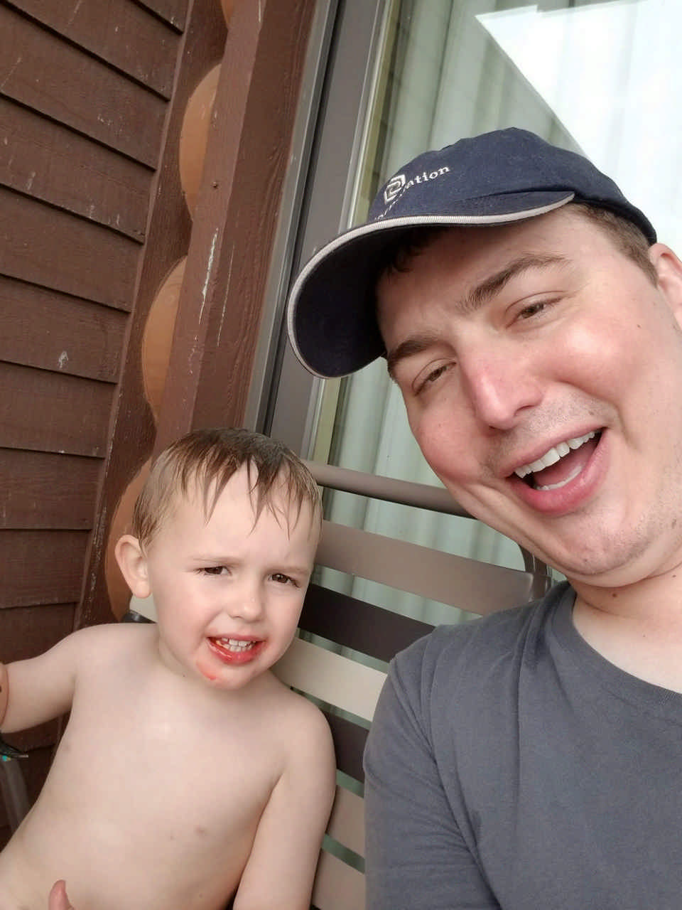 man and toddler taking a selfie on a Jack and Jill Foundation WOW experience 