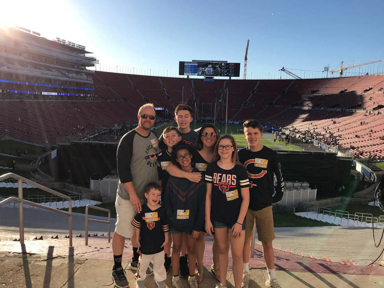 family at Chicago Bears football stadium on Jack and Jill Foundation WOW experience 