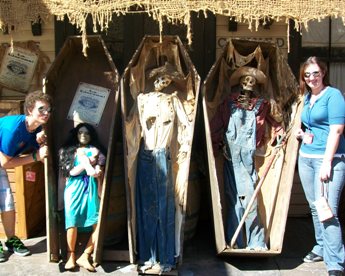 JAJF friends having fun with skeleton mummies 