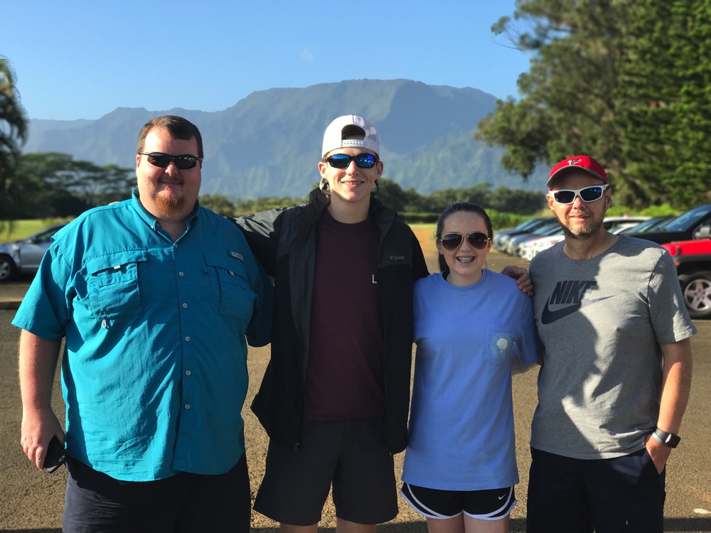 family of four in Hawaii during a JAJF trip treating the families not the cancer 