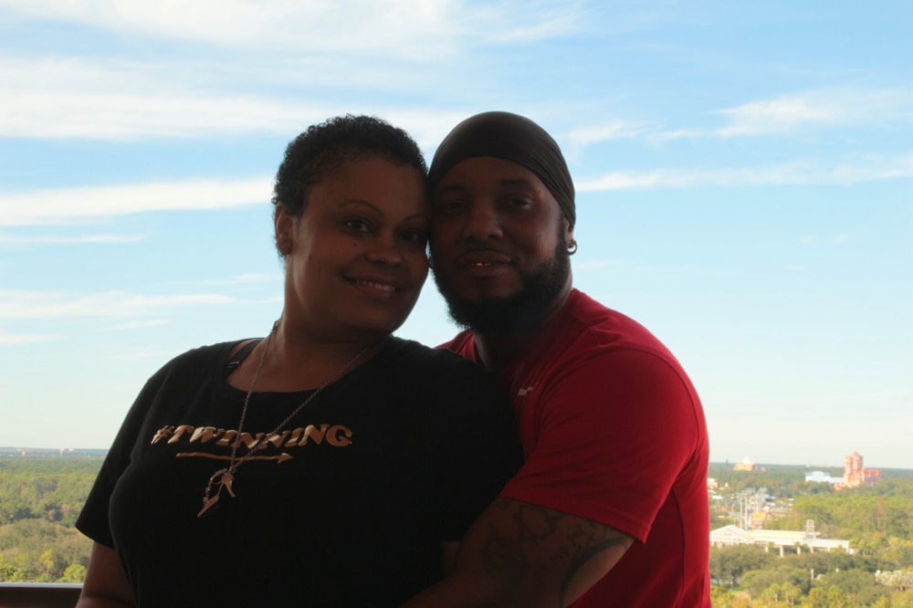 husband and wife embracing during a Jack and Jill Foundation WOW experience 