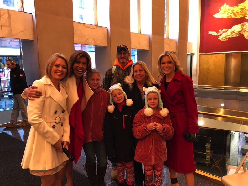 couple and three daughters meeting the cast of the Today Show enjoying a JAJF Wow Experience 