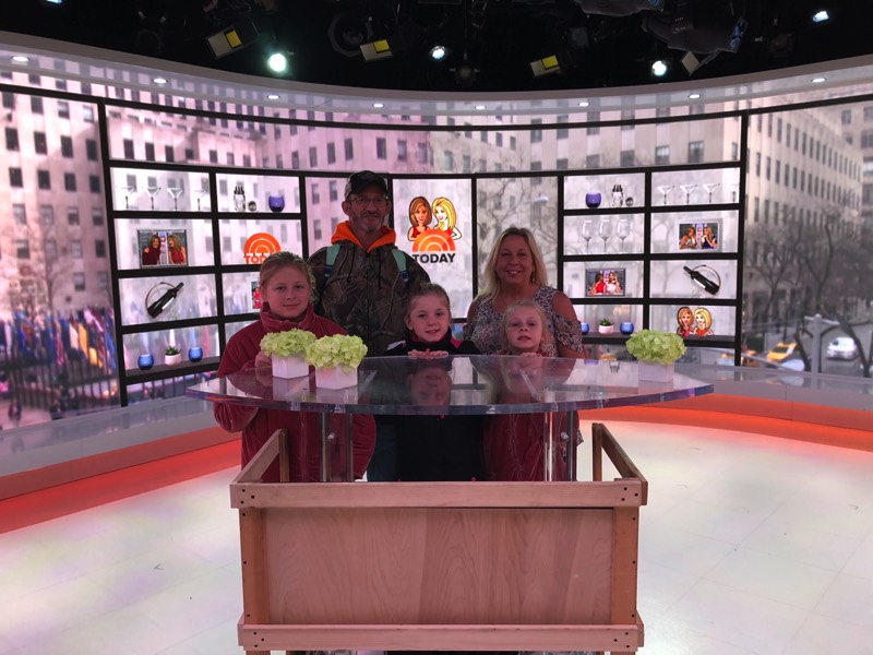mom and sons on the set of the Today show enjoying a JAJF WOW experience 