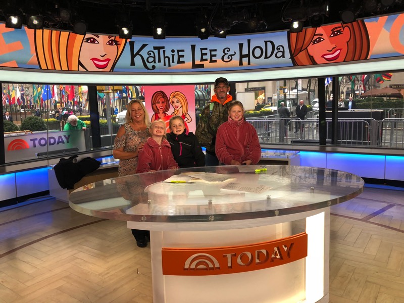 family on the set of the Today Show enjoying a JAJF WOW experience 