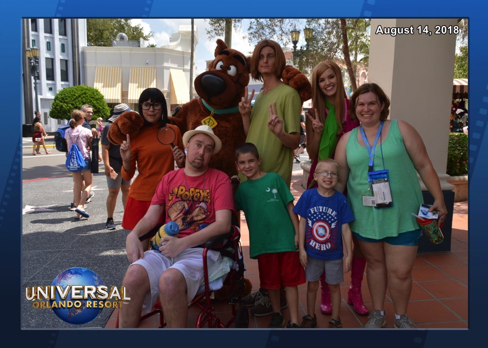 large family at Universal Studios during a JAJF trip treating the families not the cancer 